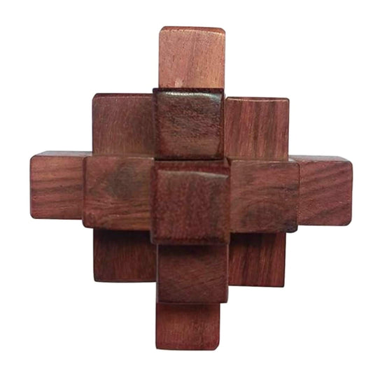 Premium Wooden Burr Puzzle, 18 Pcs, Age 6+ Yrs