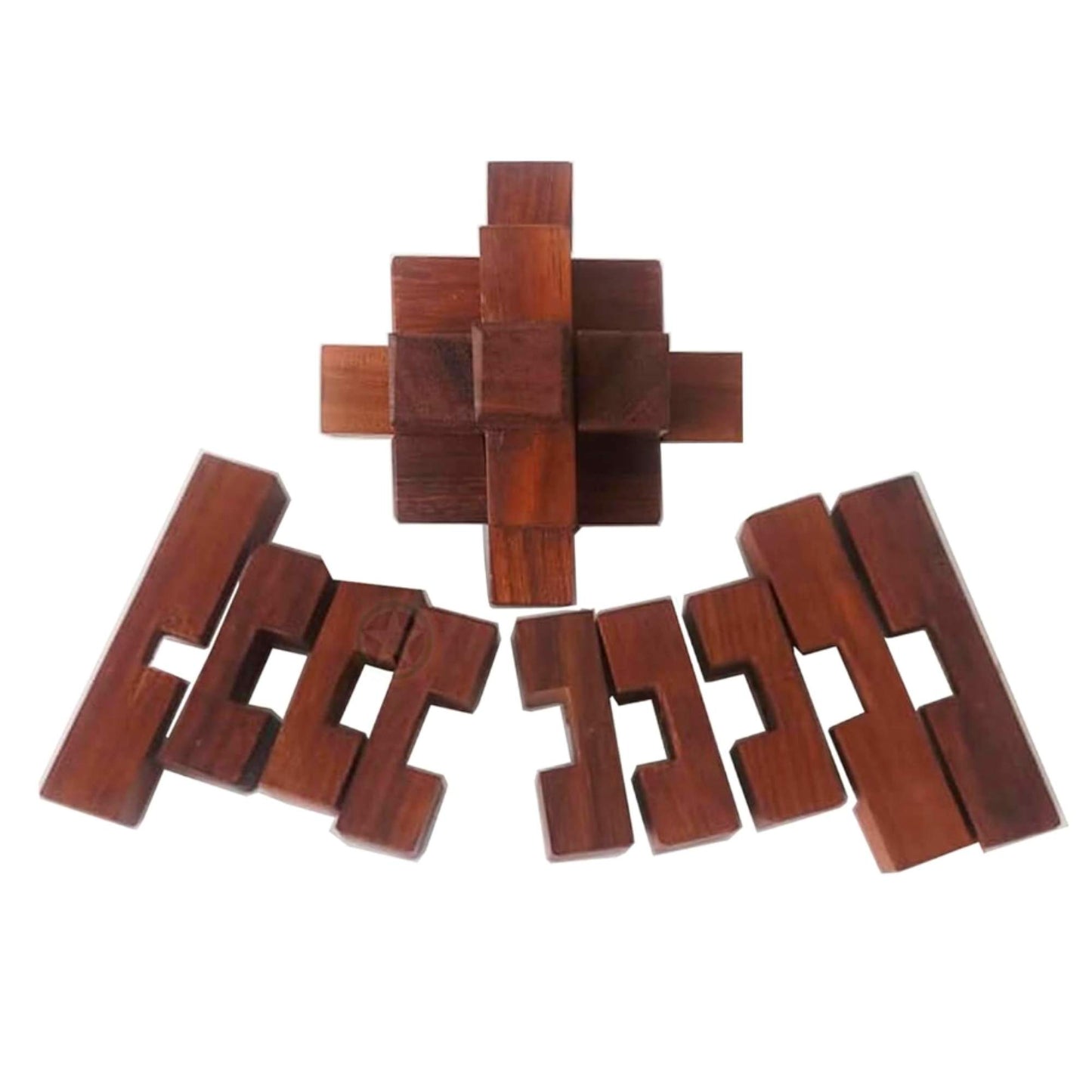 Premium Wooden Burr Puzzle, 18 Pcs, Age 6+ Yrs