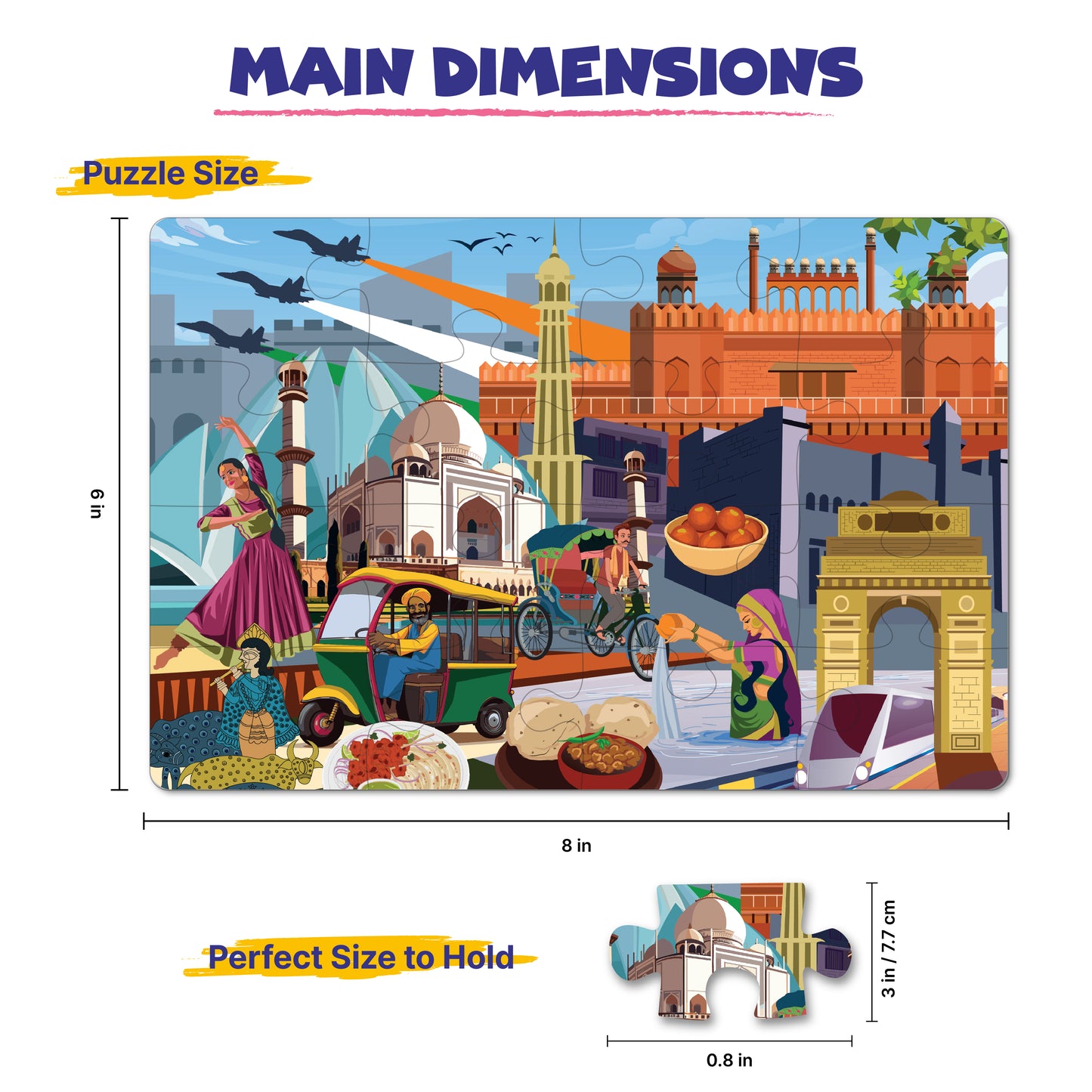 Travel Jigsaw Puzzle | Indian City - Delhi - 100 Pcs Jigsaw Puzzle, Age 5 to 10 Yrs