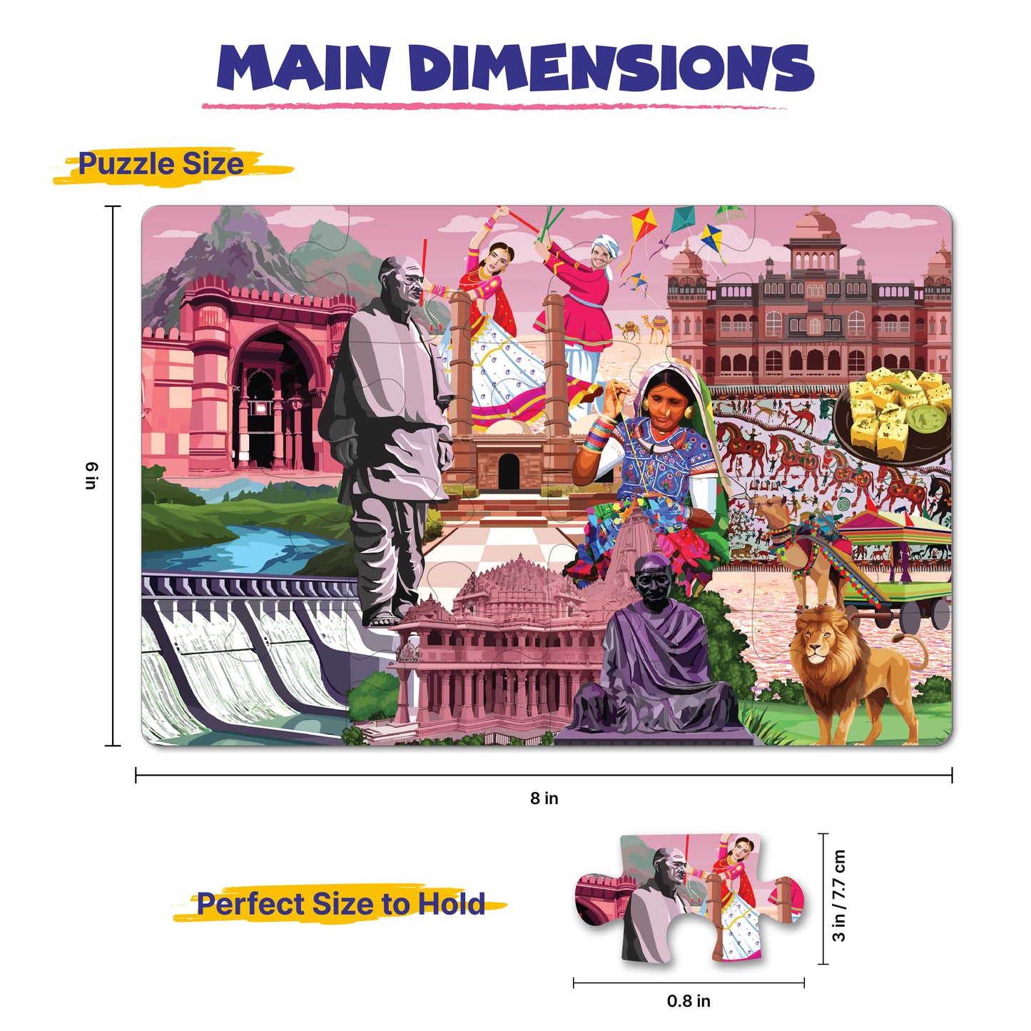 Travel Jigsaw Puzzle | Indian City - Gujarat - 100 Pcs Jigsaw Puzzle, Age 5 to 10 Yrs