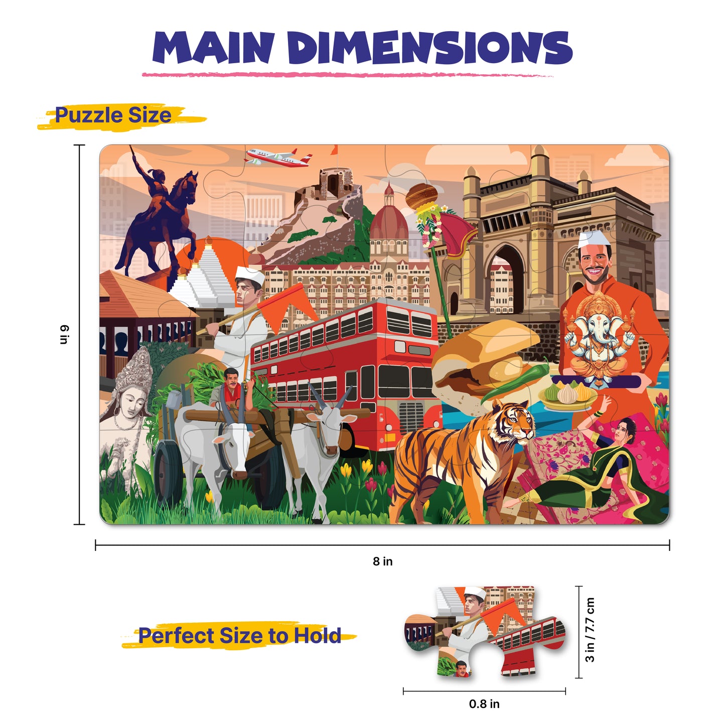 Travel Jigsaw Puzzle | Indian City - Maharashtra - 100 Pcs Jigsaw Puzzle, Age 5 to 10 Yrs