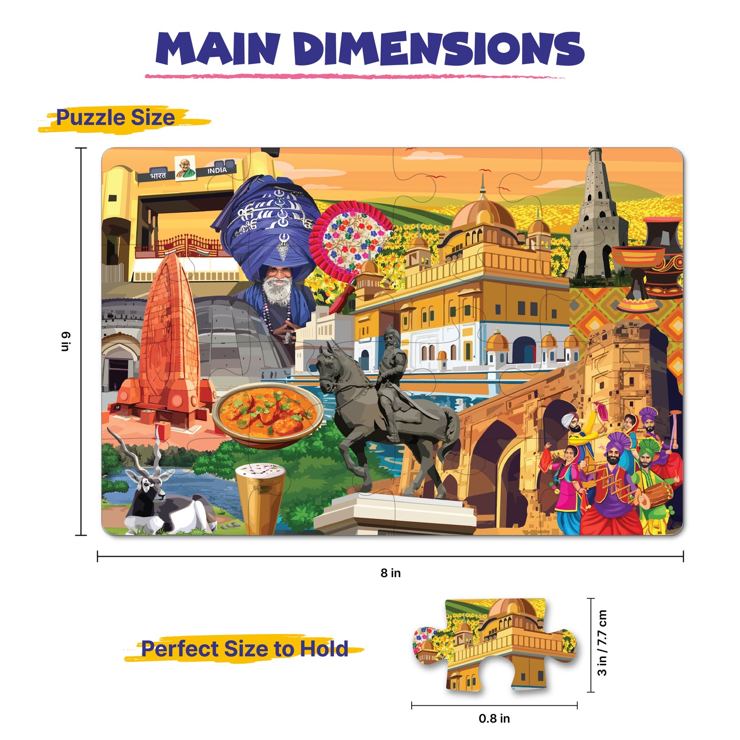 Travel Jigsaw Puzzle | Indian City - Punjab - 100 Pcs Jigsaw Puzzle, Age 5 to 10 Yrs