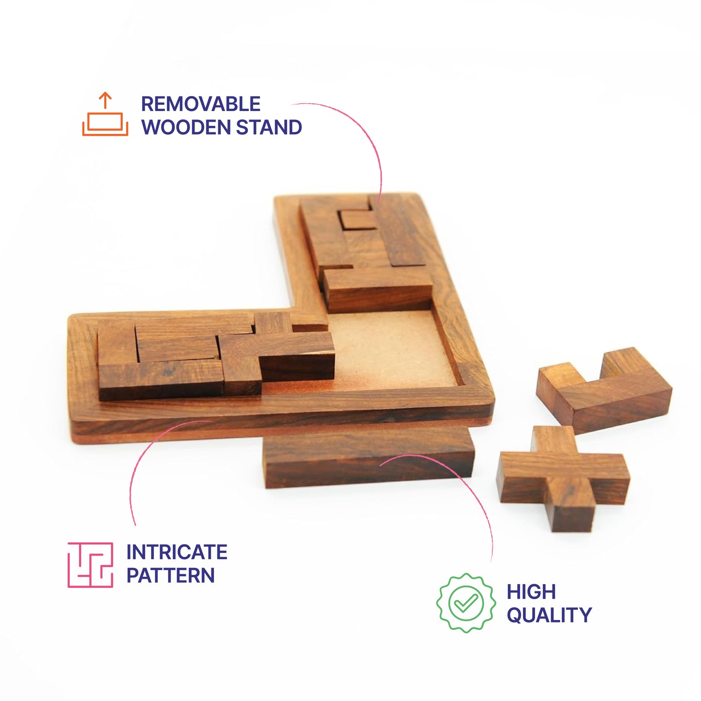 L Shaped Wooden Pentomino Puzzle, Age 5+ Yrs