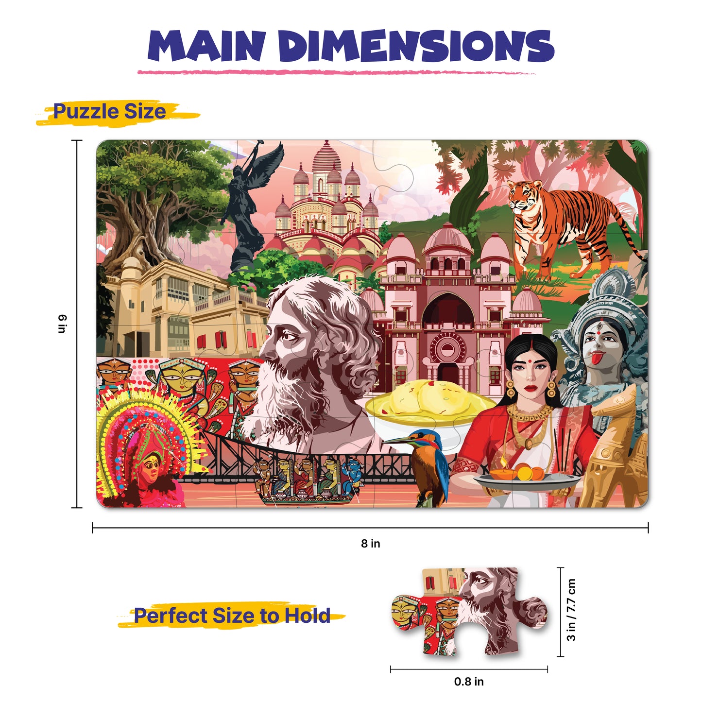 Travel Jigsaw Puzzle | Indian City - West Bengal - 100 Pcs Jigsaw Puzzle, Age 5 to 10 Yrs